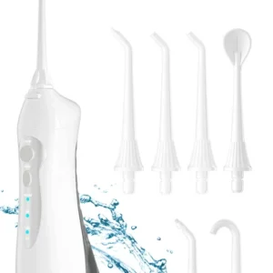 Portable Cordless Oral Irrigator 4 Jet Tips 3 Pressure Modes Rechargeable Water Flosser for Home Travel Use
